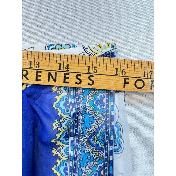 Susan Graver Womens Maxi Wrap Skirt Size S  Blue Paisley Boho Overlay Chiffon - Picture 12 of 16